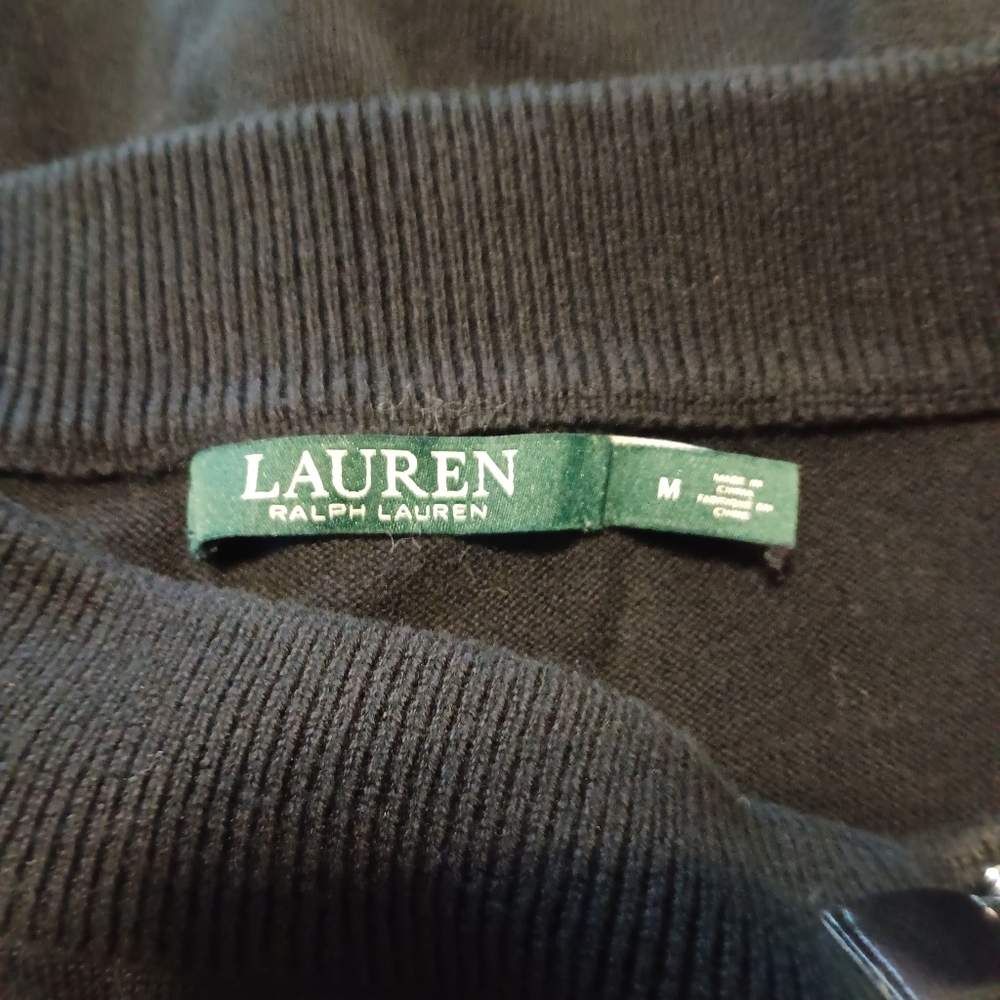 Lauren Ralph Lauren medium black top with accent on neck long sleeve top - Picture 9 of 10